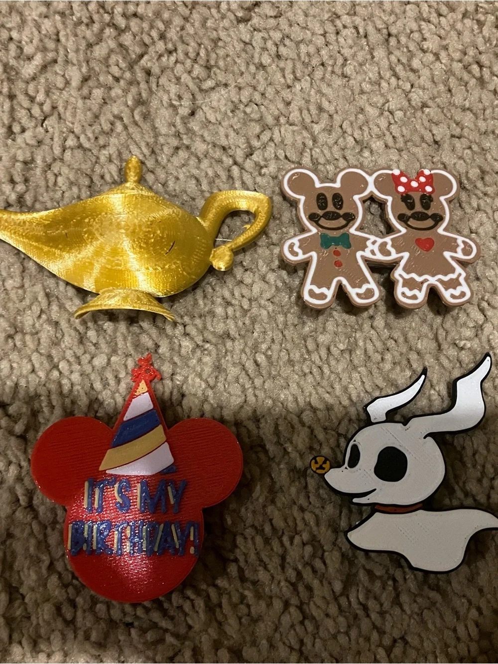 assorted 3D printed disney pins